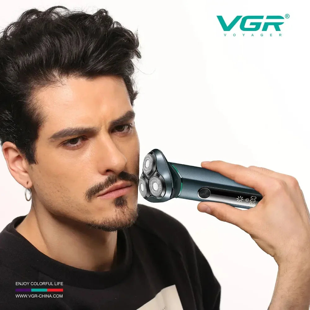 VGR V-310 Beard Shaver Rotary Waterproof Shaving Machine Rechargeable Cordless Blue Electric Shaver