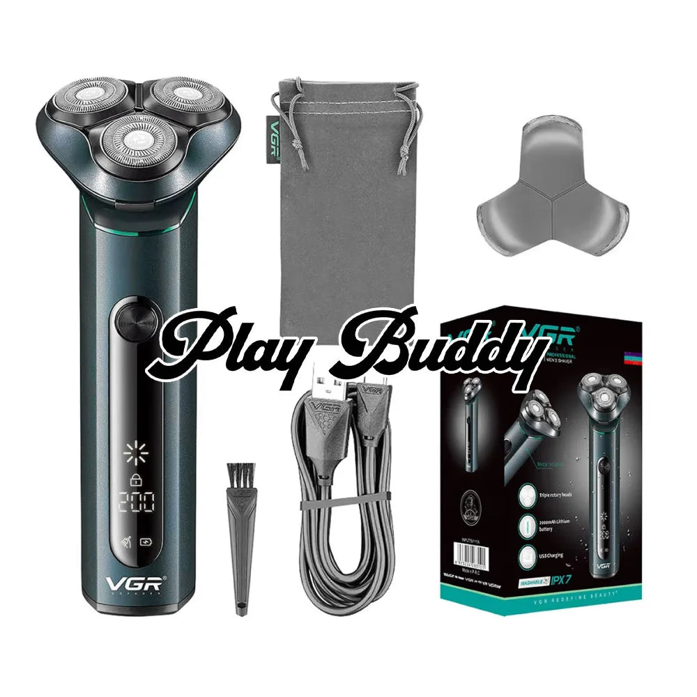 VGR V-310 Beard Shaver Rotary Waterproof Shaving Machine Rechargeable Cordless Blue Electric Shaver