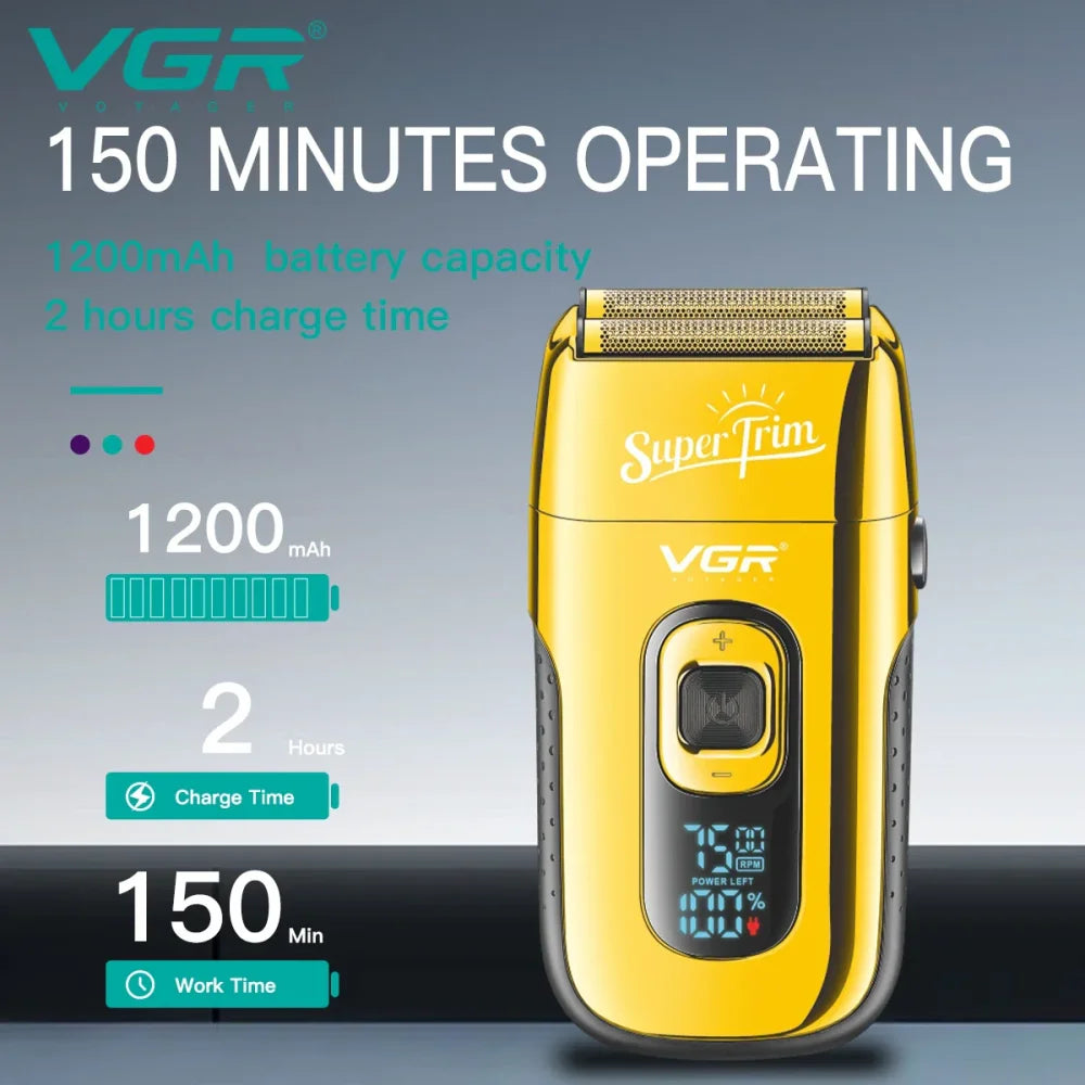 VGR V-332 Electric Razor Foil Shaver Men Cordless Shaving Skin Fade Barber Kit Golden Electric Shaver