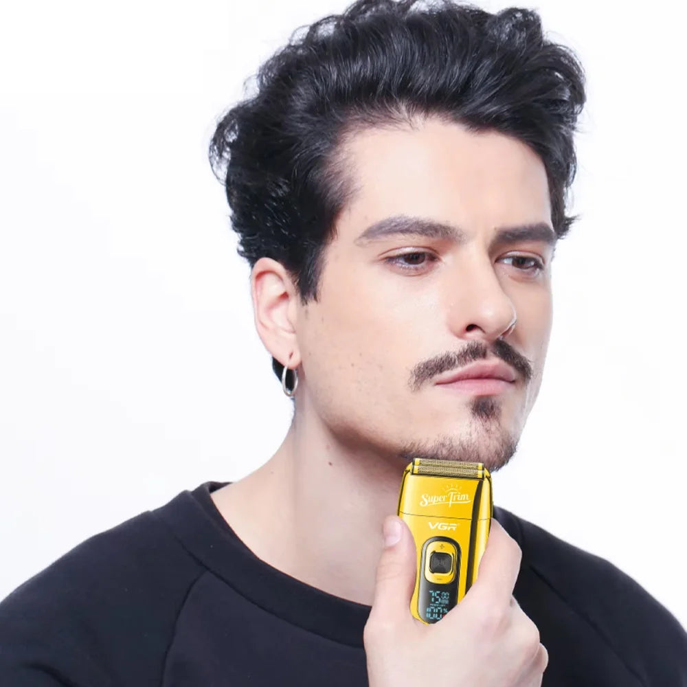 VGR V-332 Electric Razor Foil Shaver Men Cordless Shaving Skin Fade Barber Kit Golden Electric Shaver