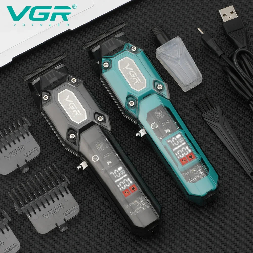 VGR V-600 & V-900 Hair Clipper Beard Trimmer Set 7000RPM LED Digital Screen Electric Shaver