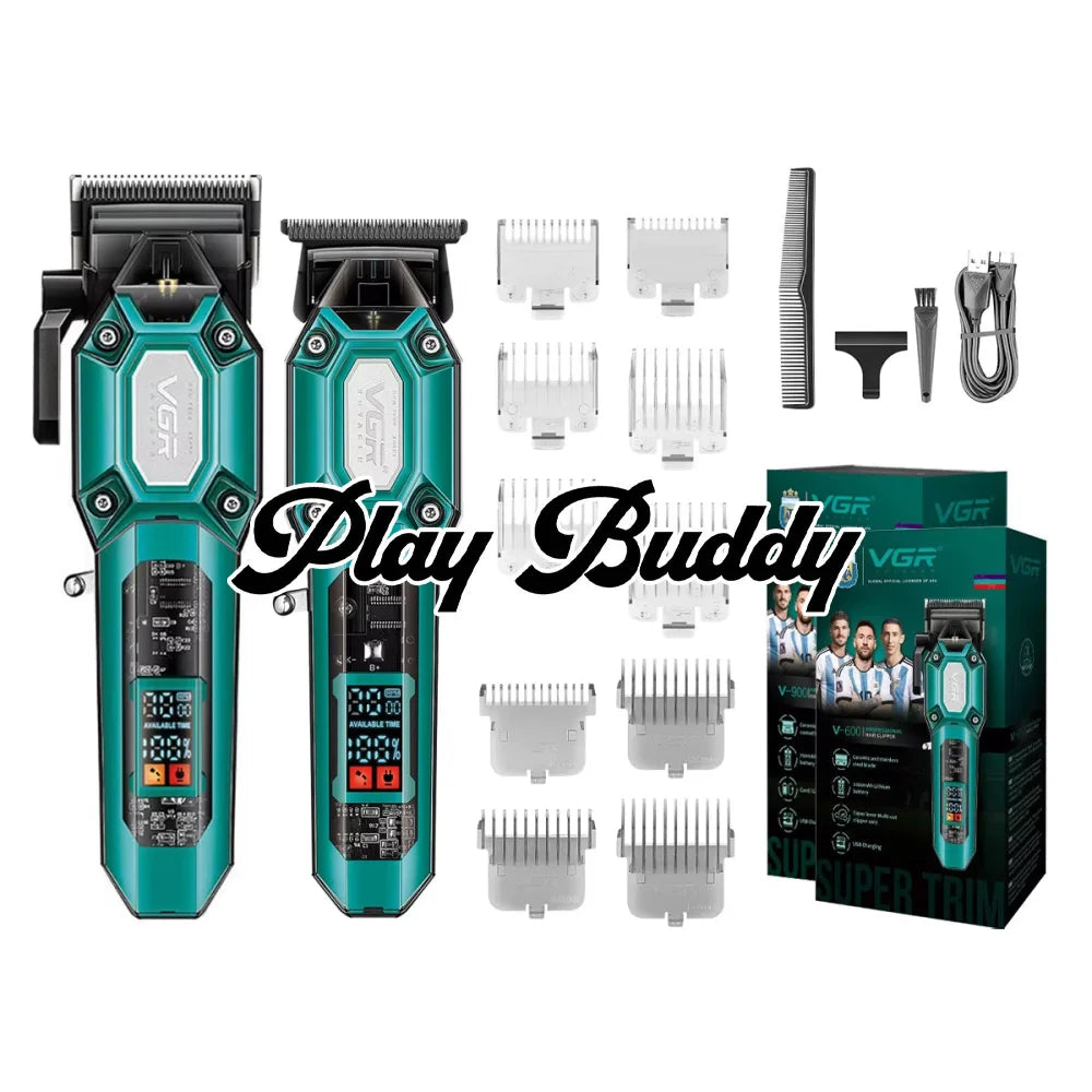VGR V-600 & V-900 Hair Clipper Beard Trimmer Set 7000RPM LED Digital Screen V-900 & V-600 Green Electric Shaver
