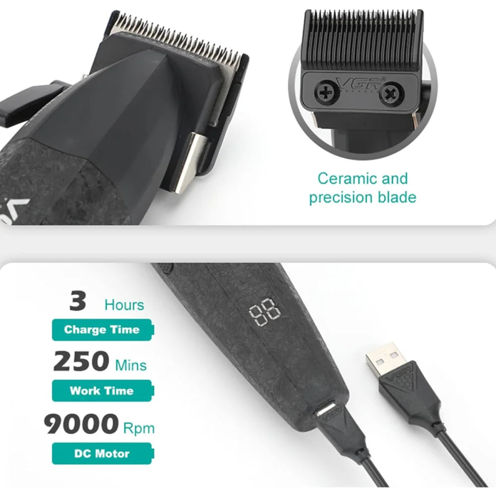 VGR V-640 Professional Barber Cordless Hair Clippers Set Beard Hair Trimmer Kit Electric Shaver