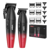 VGR V-640 Professional Barber Cordless Hair Clippers Set Beard Hair Trimmer Kit Red Electric Shaver