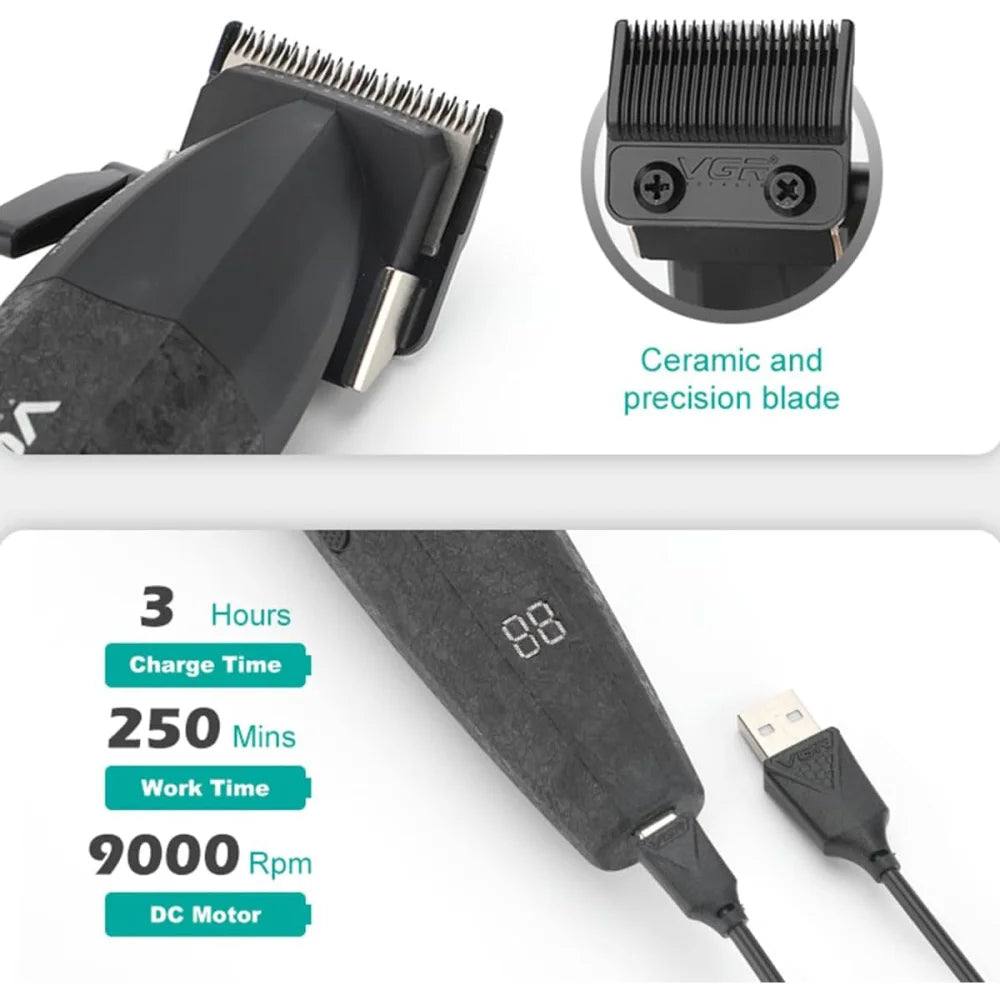 VGR V-640 S3 Professional Men’s Hair Clipper Trimmer Shaver Electric Barber Kit Black Electric Shaver