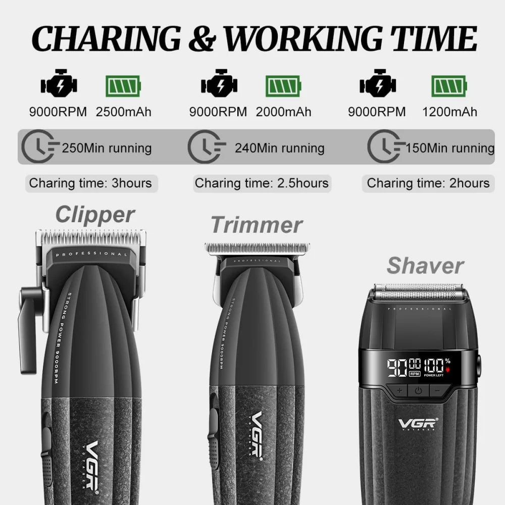 VGR V-640 S3 Professional Men’s Hair Clipper Trimmer Shaver Electric Barber Kit Black Electric Shaver