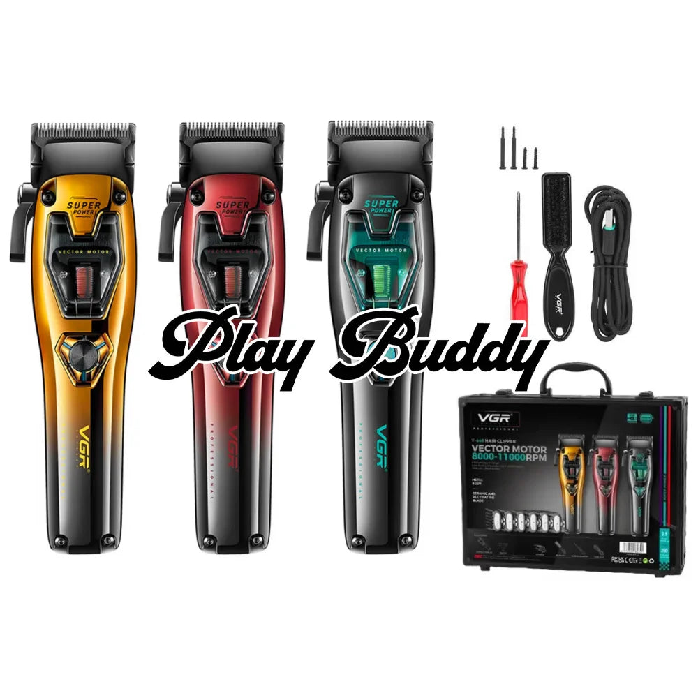 VGR V-668 Professional Hair Trimmer Vector Motor 11000RPM Cordless Barber Set 3 Colours Electric Shaver