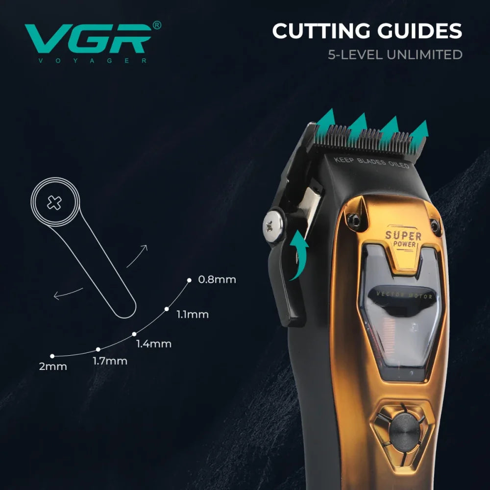 VGR V-668 Professional Hair Trimmer Vector Motor 11000RPM Cordless Barber Set 3 Colours Electric Shaver