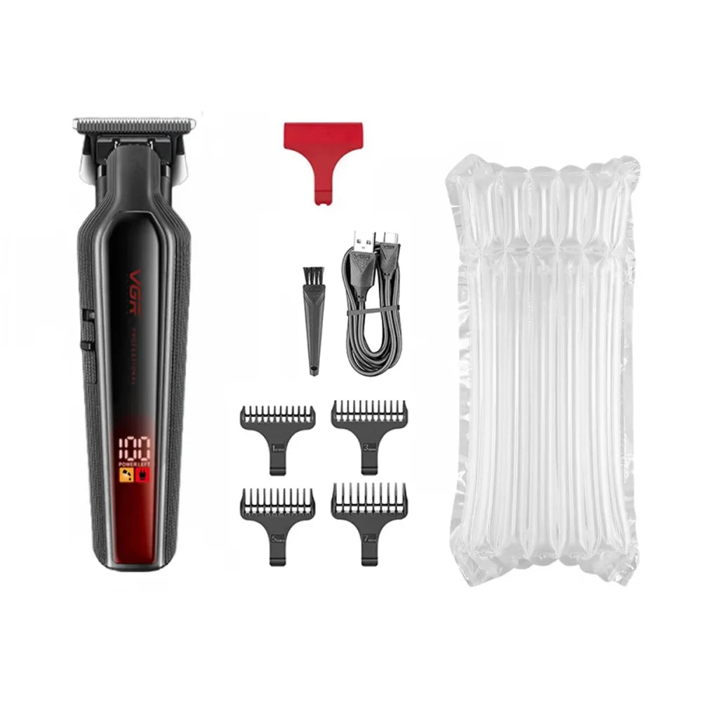 VGR V-930 Cordless Hair Trimmer Electric Clipper Barber DLC Blade Cutting Red Electric Shaver