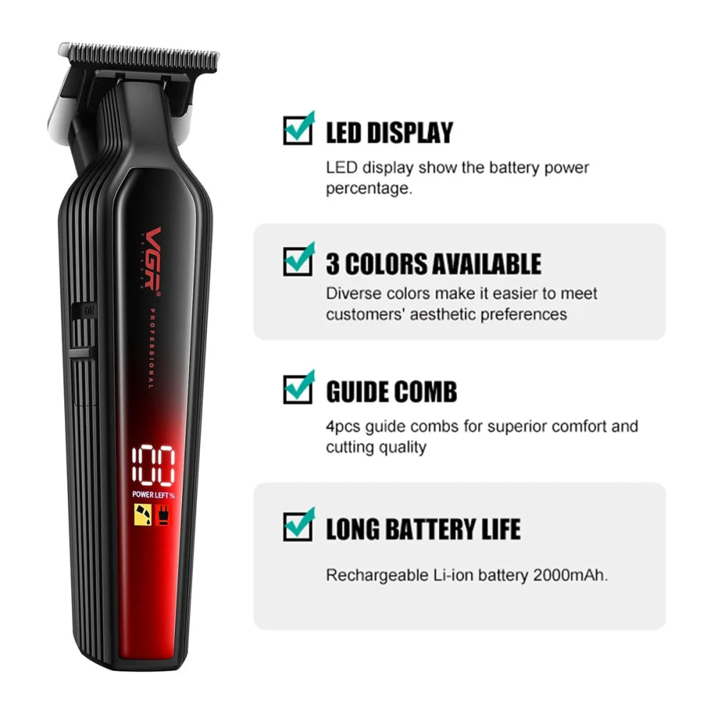 VGR V-930 Cordless Hair Trimmer Electric Clipper Barber DLC Blade Cutting Electric Shaver