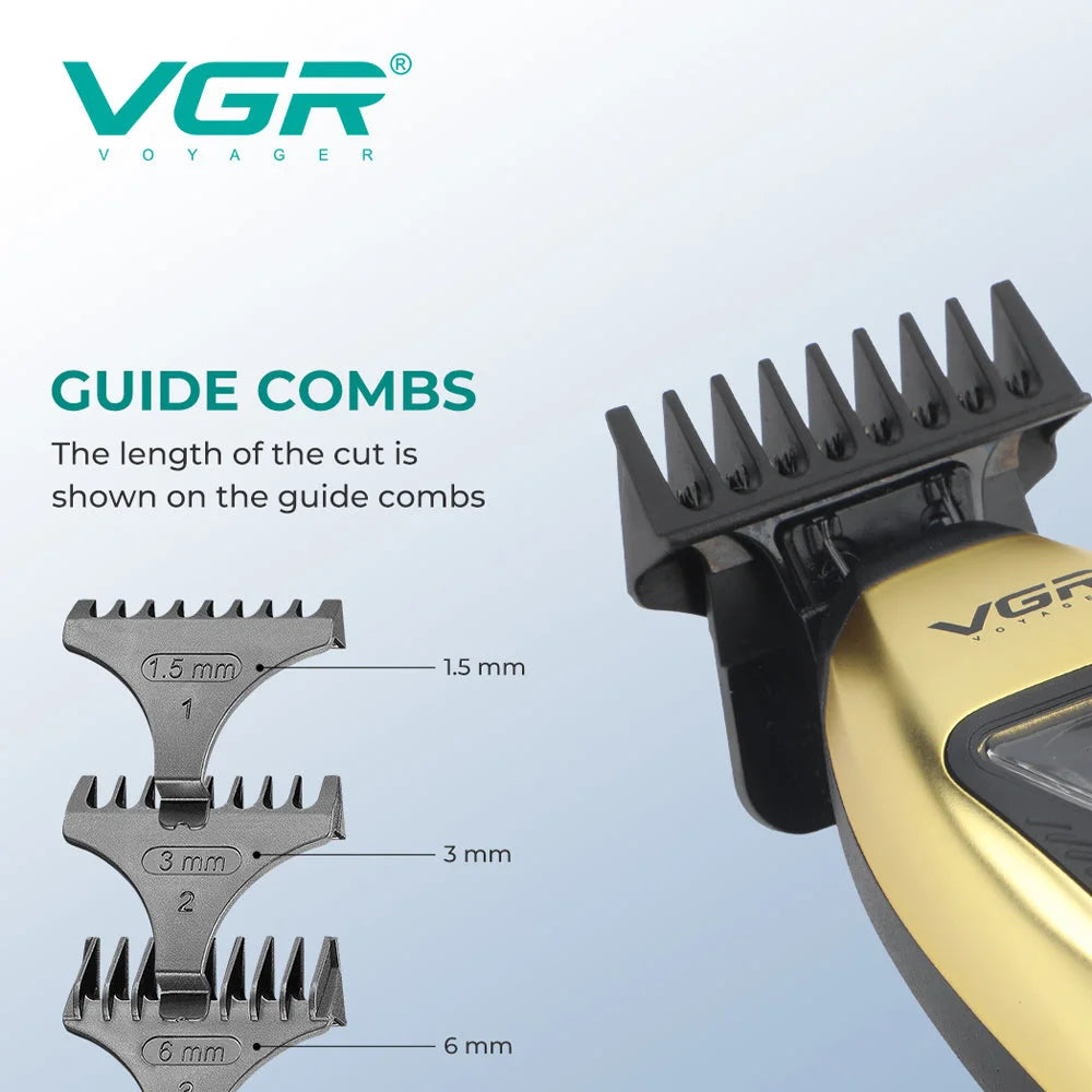 VGR V-994 Vector Motor Hair Trimmer 10000RPM DLC T-Blade Cordless Clippers Black & Yellow Electric Shaver