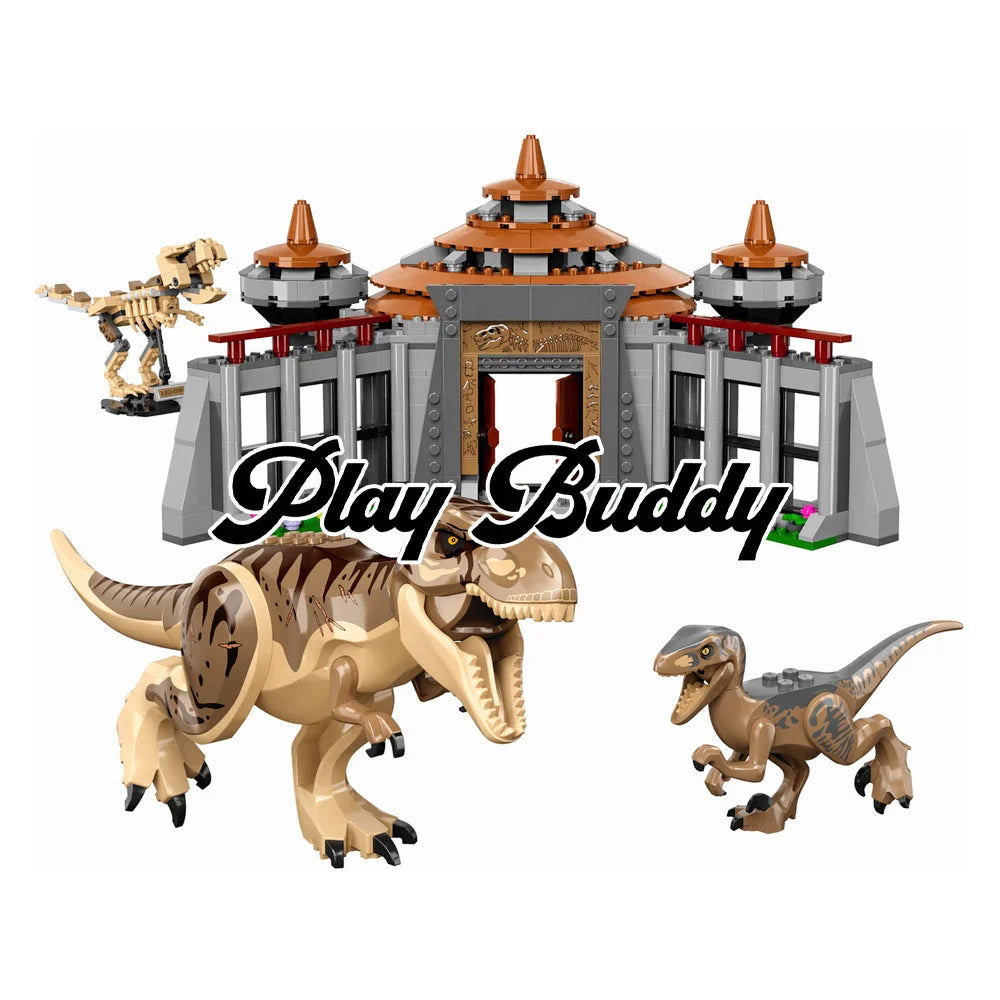 Visitor Center: T. Rex & Raptor Attack (76961) 693PCS Building Blocks w/ Figs - T. Rex & Raptor Attack - Building Blocks