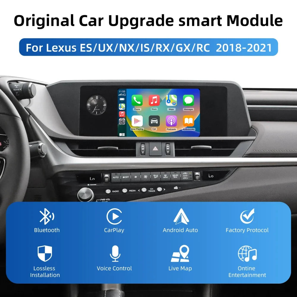 Wireless Apple CarPlay & Android Auto for Lexus ES/UX/NX/IS/RX/GX/RC 2018-2021 Lexus 2018-2021 with TouchPad Apple