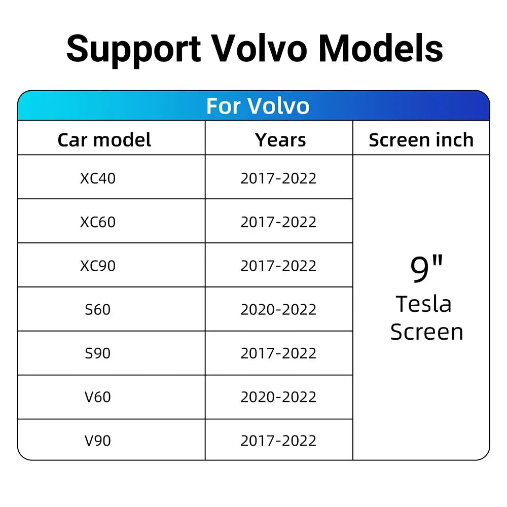 Wireless Apple CarPlay & Android Auto for Volvo (2017-2022) 9’’ Vertical Screen 9’’ Vertical Screen Apple CarPlay &
