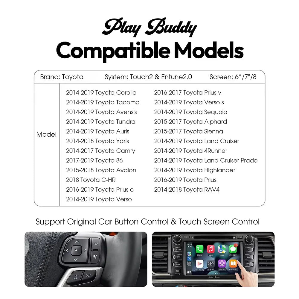 Wireless Carplay MMI Retrofit Kit For Toyota Touch2.0 & Entune2.0 System Hosts Touch2.0 / Entune2.0 Apple CarPlay &