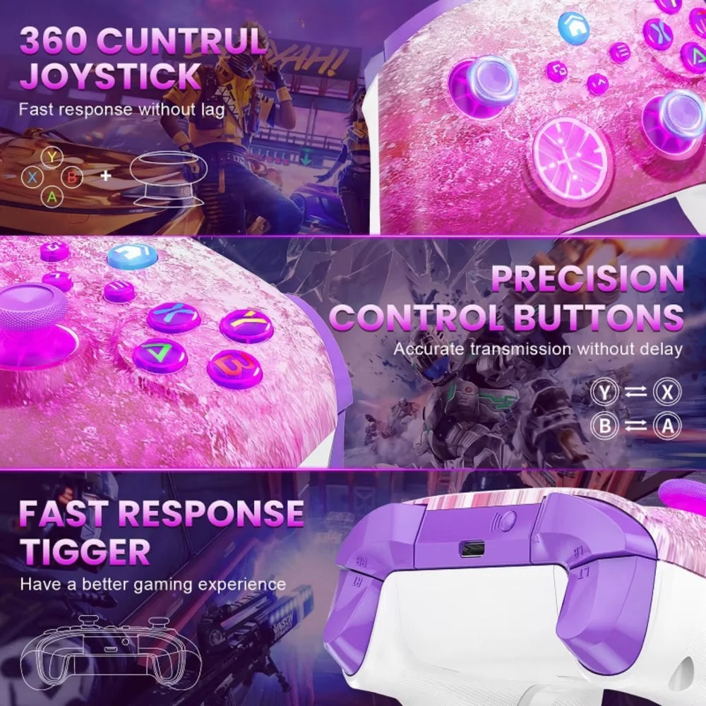 Wireless Pink Ice Controller for Xbox One Series X/S PC Gaming Gamepad Pink Ice Gaming Controller