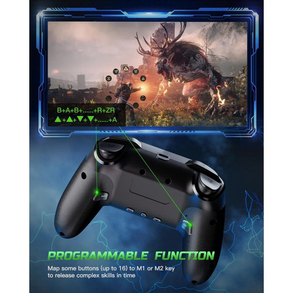 Wireless Pro Controller Remote Gamepad For Nintendo Switch/OLED/Lite & PC Gaming Thunder Light Gaming Controller