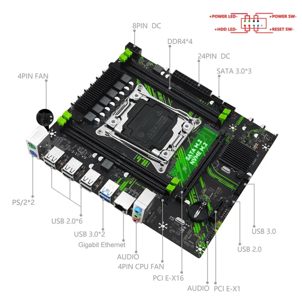 X99 PR9 LGA2011-3 mATX Motherboard + Xeon E5 2650 V3 CPU + 16GB DDR4 RAM Bundle Motherboard
