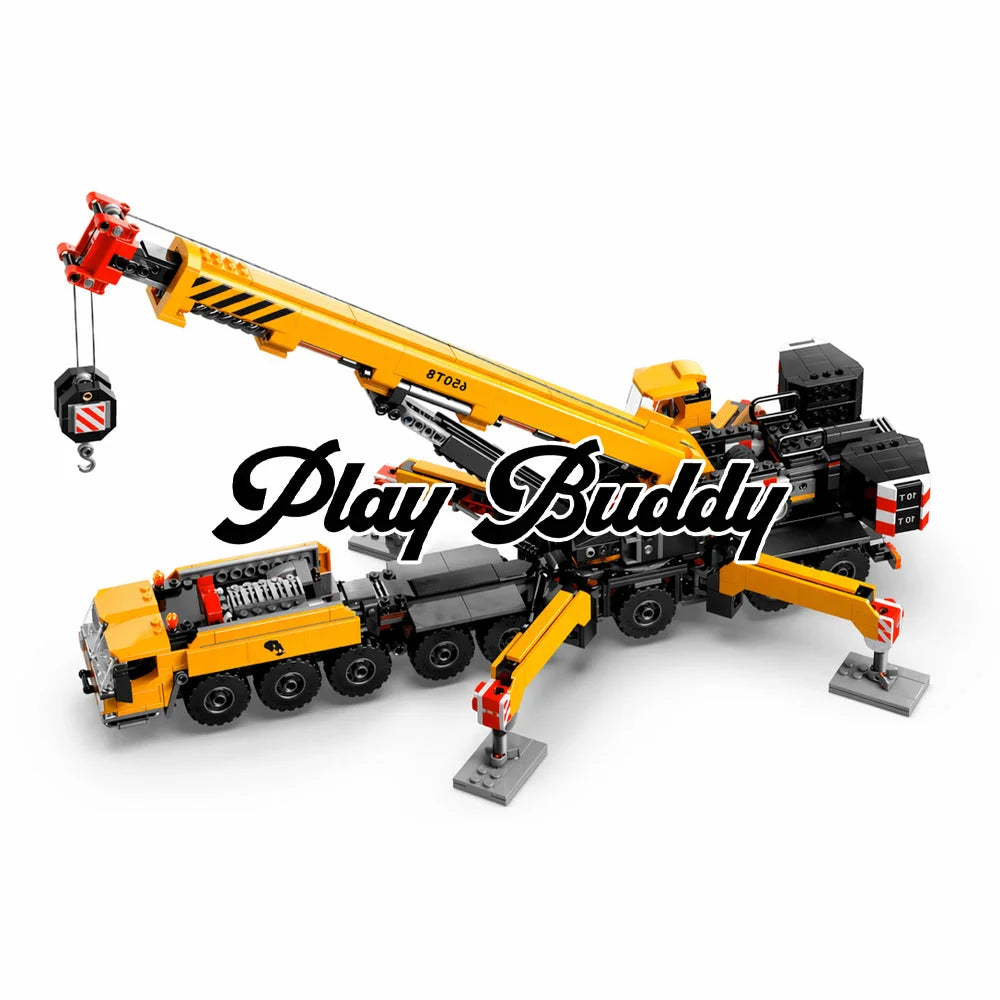 Yellow Mobile Construction Crane (60409) 1116PCS Building Blocks w/ 4 Figures - Yellow Mobile Construction Crane