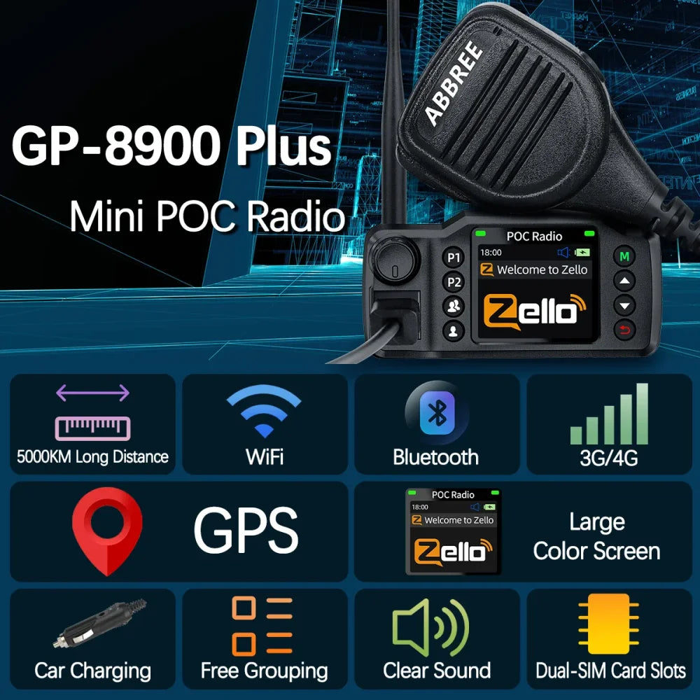 Zello Mini Mobile Car Radio 2G 3G 4G 5000KM Transceiver Supports GPS - Black - Walkie Talkie