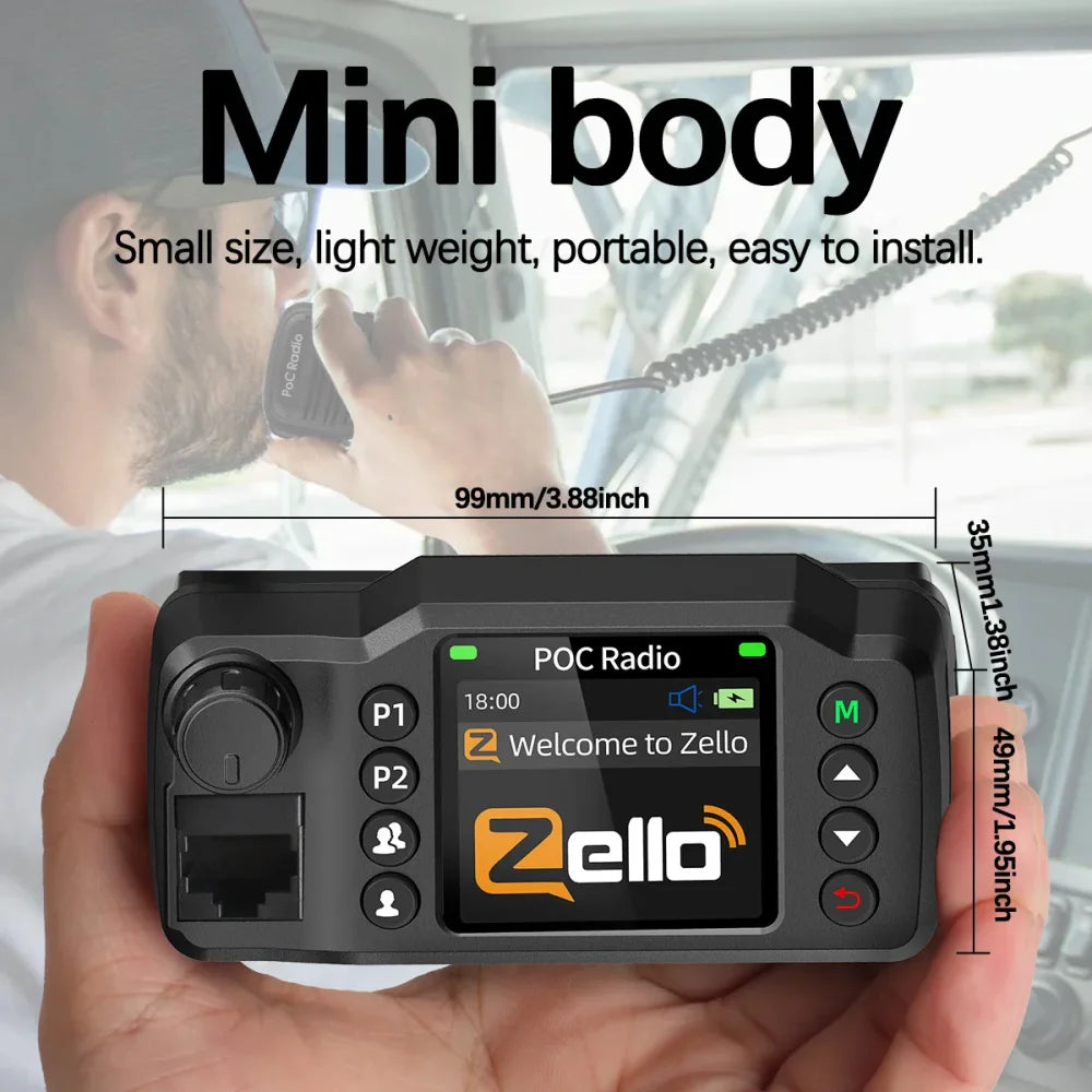 Zello Mini Mobile Car Radio 2G 3G 4G 5000KM Transceiver Supports GPS - Black - Walkie Talkie