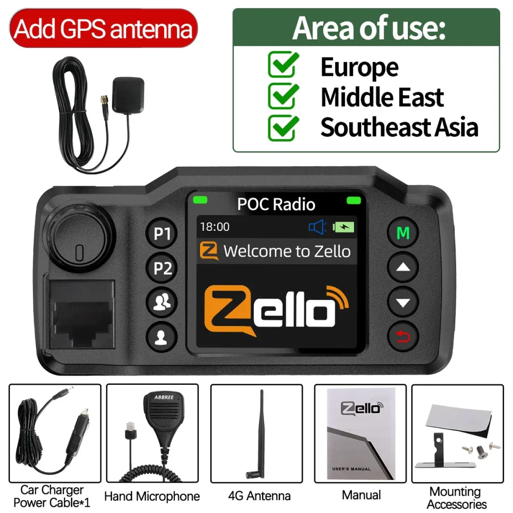 Zello Mini Mobile Car Radio 2G 3G 4G 5000KM Transceiver Supports GPS - Black - Walkie Talkie